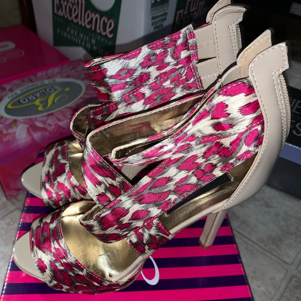 Leopard Print Stiletto Ankle Strap Heel